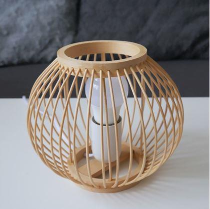 Obrázok z Bambusová stolová lampa s LED žiarovkou, teplá biela