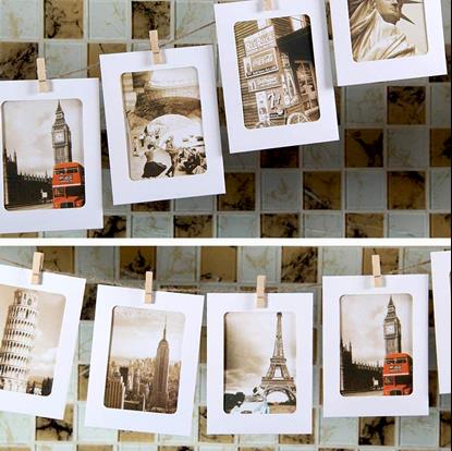 Obrázok Závesné papierové fotorámčeky s povrázkom a štipcami