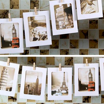 Obrázok z Závesné papierové fotorámčeky s povrázkom a štipcami