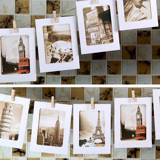 Obrázok z Závesné papierové fotorámčeky s povrázkom a štipcami