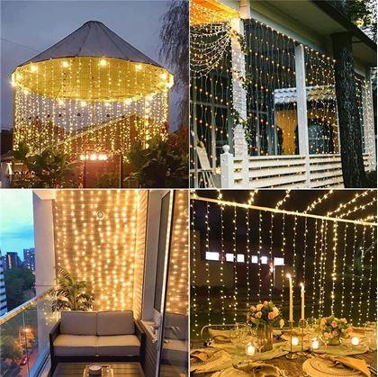 Obrázok z Solárny LED záves - 10 prameňov × 1 m - teplá biela