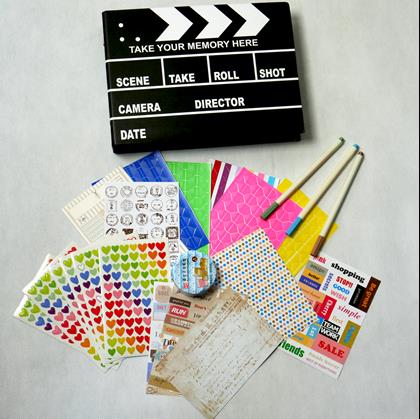 Obrázok z Zážitkový denník/fotoalbum filmová klapka + kreatívna sada samolepiek