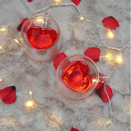 Obrázok z Sklenený hrnček s dvojitou stenou - srdiečko