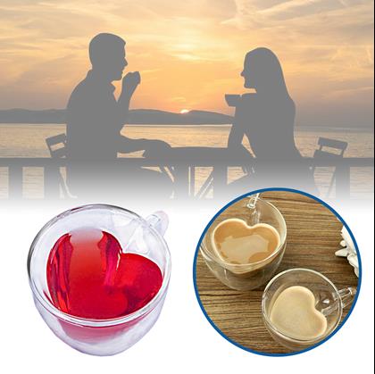 Obrázok z Sklenený hrnček s dvojitou stenou - srdiečko