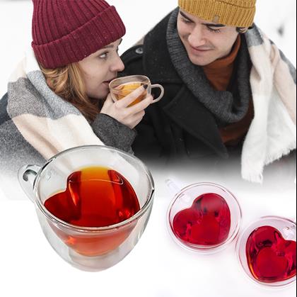 Obrázok z Sklenený hrnček s dvojitou stenou - srdiečko