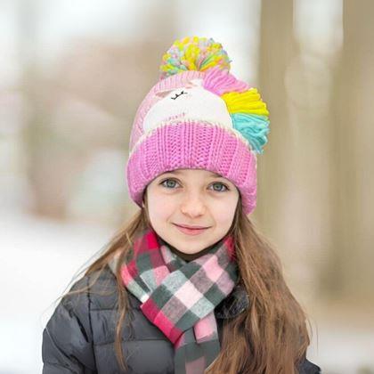Obrázok z Detská zimná súprava čiapky a rukavíc s jednorožcom