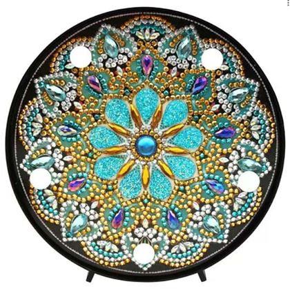 Obrázok z Diamantové maľovanie LED lampička mandala  -  modro fialová