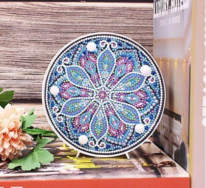 Obrázok z Diamantové maľovanie LED lampička mandala  -  modro fialová