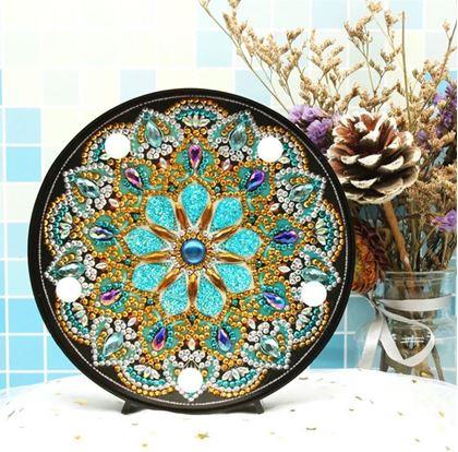 Obrázok z Diamantové maľovanie LED lampička mandala  -  modro fialová
