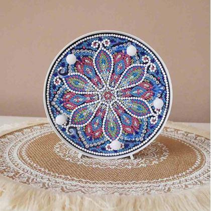 Obrázok z Diamantové maľovanie LED lampička mandala  -  modro fialová