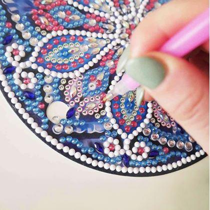 Obrázok z Diamantové maľovanie LED lampička mandala  -  modro fialová