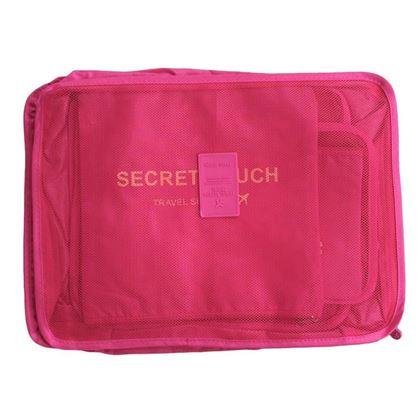 Obrázok z Sada cestovných organizérov do kufra – svetlo modrá -  oranžovo ružová