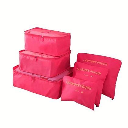 Obrázok z Sada cestovných organizérov do kufra – svetlo modrá -  oranžovo ružová