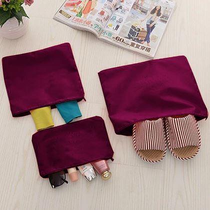 Obrázok z Sada cestovných organizérov do kufra – svetlo modrá -  vínová