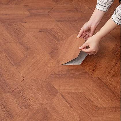 Obrázok z 10 ks samolepiacich panelov hexagon - tmavé drevo