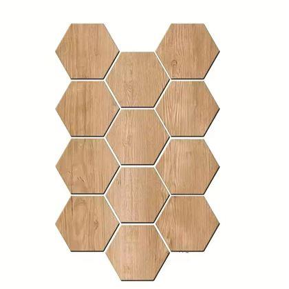 Obrázok z 10 ks samolepiacich panelov hexagon - svetlé drevo