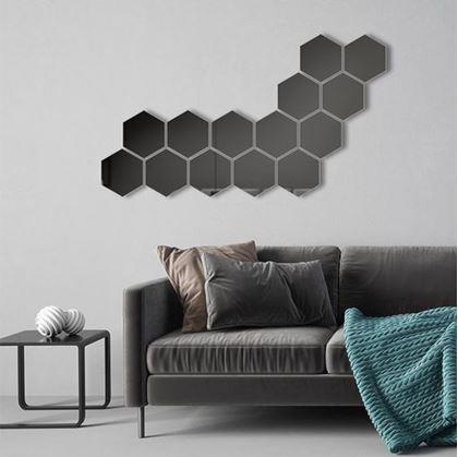 Obrázok z 10 ks samolepiacich panelov hexagon - čierna mozaika