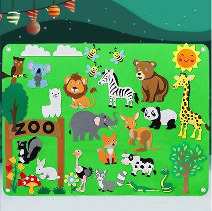 Obrázok z Plstená výučbová doska pre deti - zoo