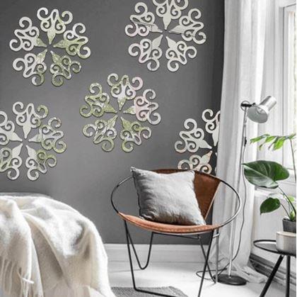 Obrázok z Zrkadlové samolepky ornamenty 10 ks -  strieborné