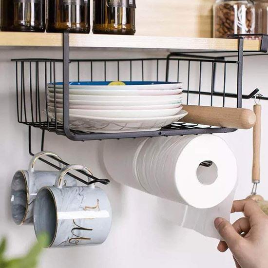 Obrázok z Závesný kovový košík s háčikmi -  čierny