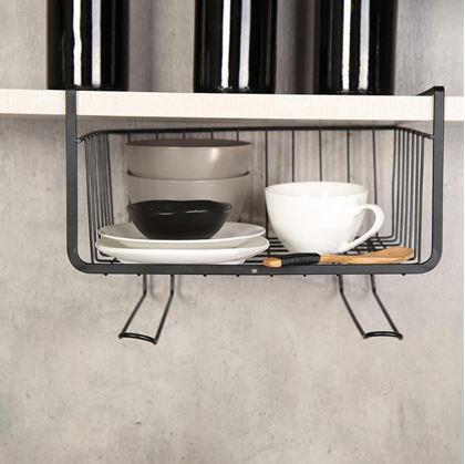 Obrázok z Závesný kovový košík s háčikmi -  čierny