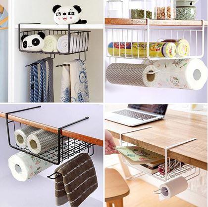 Obrázok z Závesný kovový košík s háčikmi -  biely