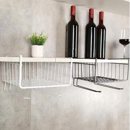 Obrázok z Závesný kovový košík s háčikmi -  biely