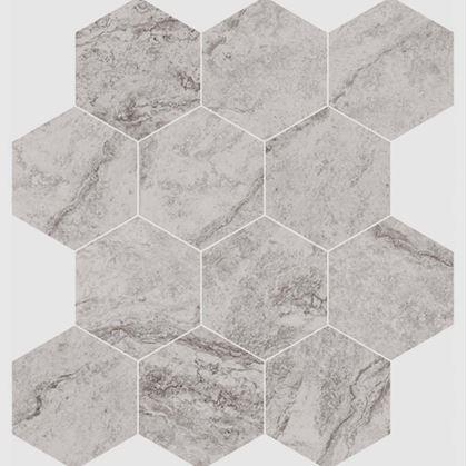 Obrázok z 10 ks samolepiacich panelov hexagon - sivá mozaika