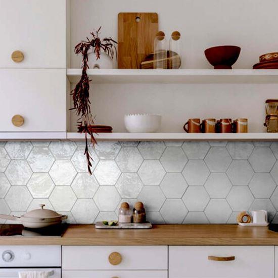 Obrázok z 10 ks samolepiacich panelov hexagon - sivá mozaika