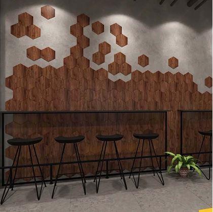 Obrázok z 10 ks samolepiacich panelov hexagon - tmavé drevo