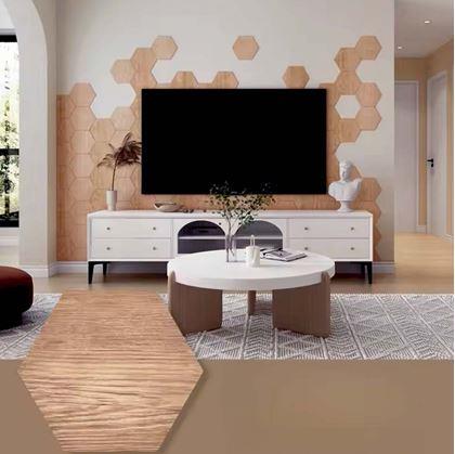 Obrázok z 10 ks samolepiacich panelov hexagon - svetlé drevo