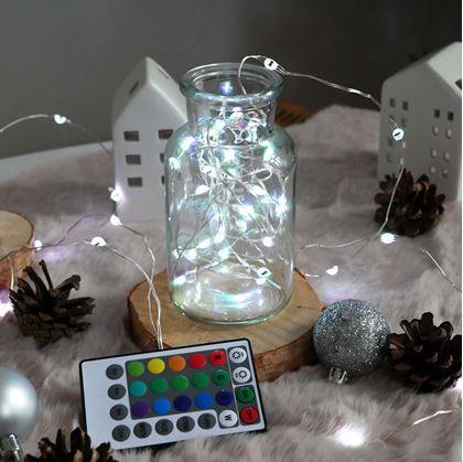 Obrázok z Svetelný reťaz s diaľkovým ovládačom, farebné/teplé/studené svetlo, 5 m