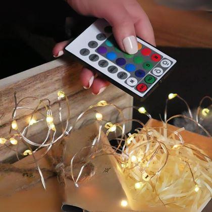 Obrázok z Svetelný reťaz s diaľkovým ovládačom, farebné/teplé/studené svetlo, 5 m