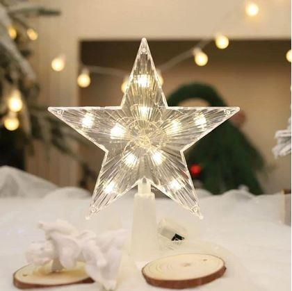 Obrázok z Vianočná svietiaca hviezda na stromček -  teplé svetlo