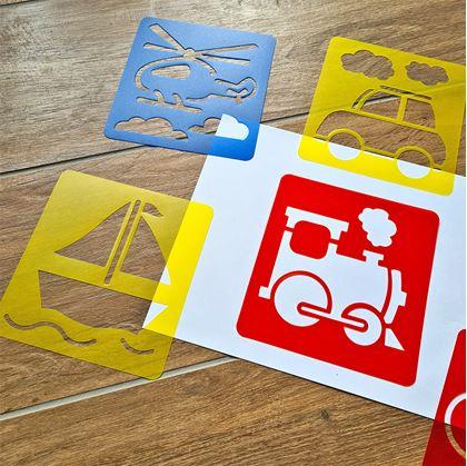 Obrázok z Šablóny na maľovanie 6 ks - dopravné prostriedky