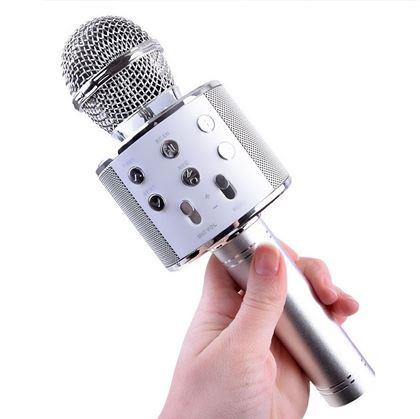 Obrázok z Bezdrôtový karaoke mikrofón s reproduktorom a Bluetooth strieborný