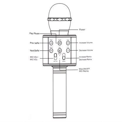 Obrázok z Bezdrôtový karaoke mikrofón s reproduktorom a Bluetooth strieborný