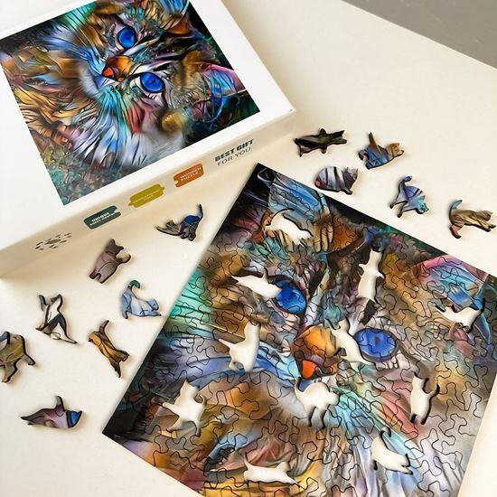 Obrázok z Drevené mačacie puzzle  -  mourovatá mačka