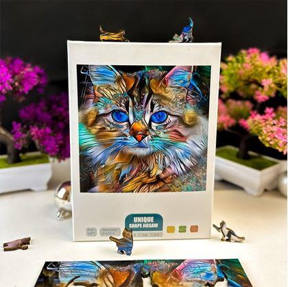 Obrázok z Drevené mačacie puzzle  -  mourovatá mačka
