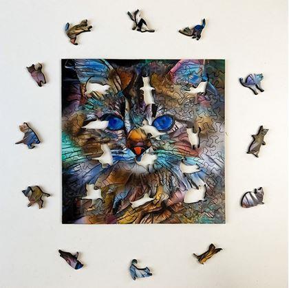 Obrázok z Drevené mačacie puzzle  -  mourovatá mačka