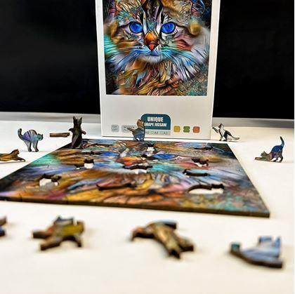 Obrázok z Drevené mačacie puzzle  -  mourovatá mačka