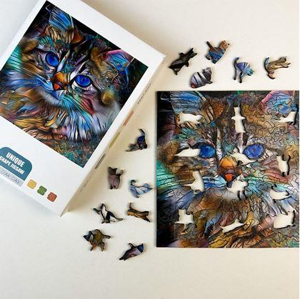 Obrázok z Drevené mačacie puzzle  -  mourovatá mačka