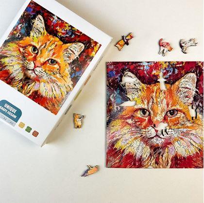 Obrázok z Drevené mačacie puzzle  -  ryšavá mačka