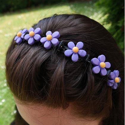 Obrázok z Detská čelenka so sponkami  -  nezábudka