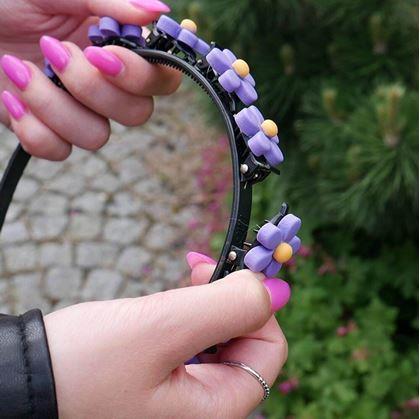 Obrázok z Detská čelenka so sponkami  -  nezábudka