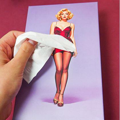 Obrázok z Papierové vreckovky v krabičke - dáma v šatách