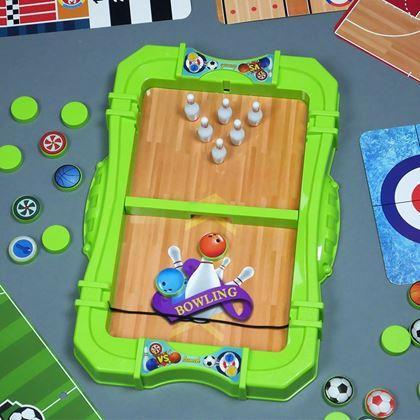 Obrázok z Sada športových stolových hier 6v1 - futbal, basketbal, curling, preteky, kolky, bowling