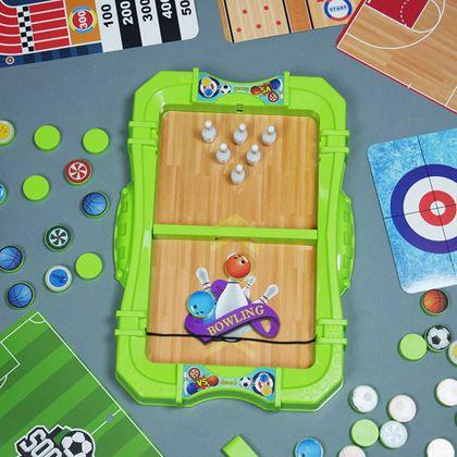 Obrázok z Sada športových stolových hier 6v1 - futbal, basketbal, curling, preteky, kolky, bowling