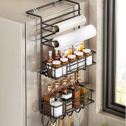 Obrázok z Kovový organizér na chladničku čierny