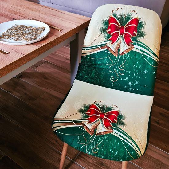 Obrázok z Poťah na stoličku s vianočným motívom  - zelenozlatá vianočná elegancia